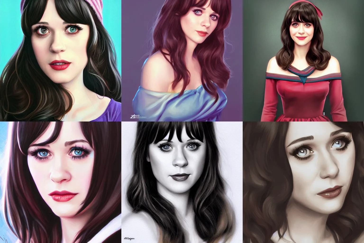 Prompt: Zooey Deschanel, Artwork by Artgerm