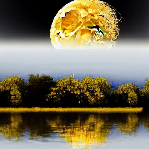 Image similar to The moon covered in lakes of liquid gold realistic photograph