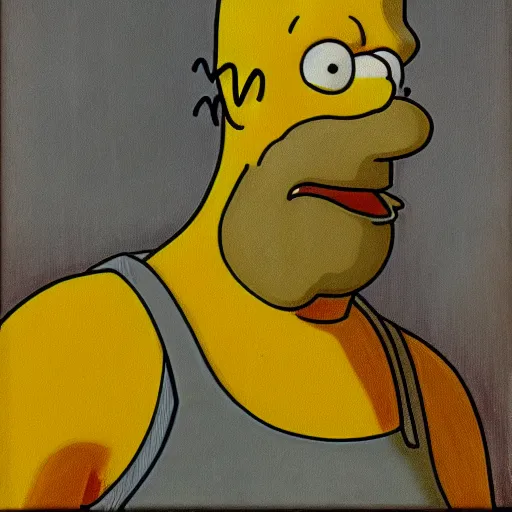 Prompt: a portrait of homer simpson painted by clude monet