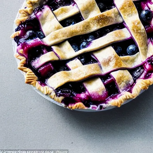 Prompt: mouthwatering photo of blueberry pie