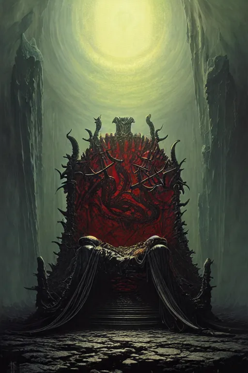 Image similar to satan's throne by anna podedworna, ayami kojima, greg rutkowski, giger, maxim verehin