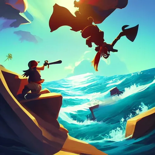 Image similar to painting treasure on sea of thieves game smooth median photoshop filter cutout vector, behance hd by jesper ejsing, by rhads, makoto shinkai and lois van baarle, ilya kuvshinov, rossdraws global illumination