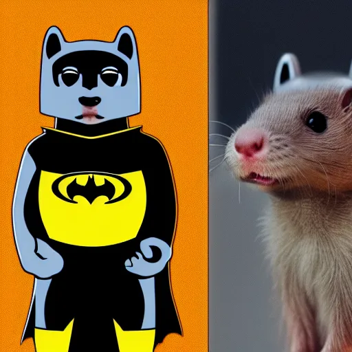 Prompt: A ferret as Batman, vector art