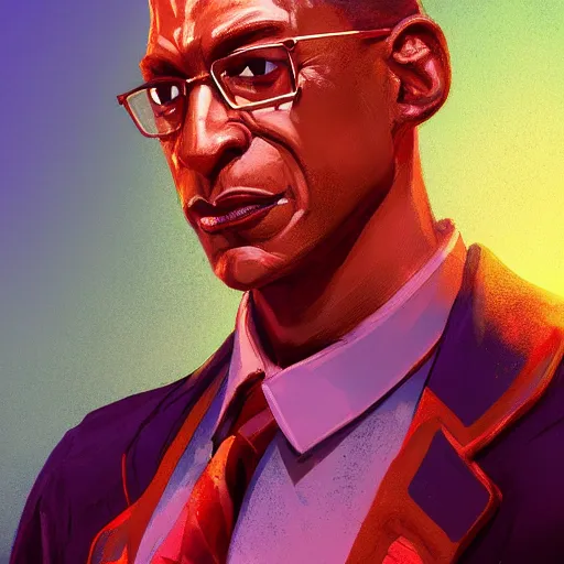 Image similar to Portrait of Gus Fring as Heracles the greek demigod, mattepainting concept Blizzard pixar maya engine on stylized background splash comics global illumination lighting artstation lois van baarle, ilya kuvshinov, rossdraws