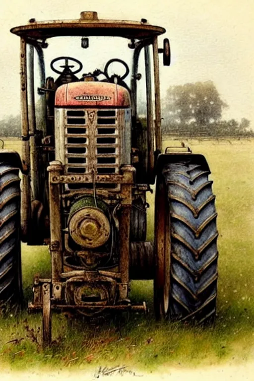 Prompt: ( ( ( ( ( farm tractor. muted colors. ) ) ) ) ) by jean - baptiste monge!!!!!!!!!!!!!!!!!!!!!!!!!!!