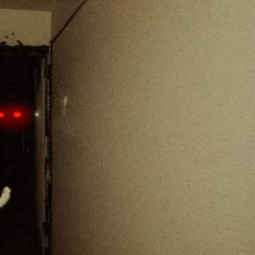 Image similar to terrifying demon in the corner of a dark room, creepypasta, found footage