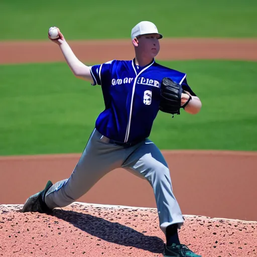 action photo of kyle funkhouser pitching, in uniform