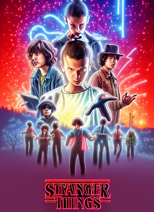 Image similar to poster stylized minimalist stranger things art by makoto shinkai, global illumination