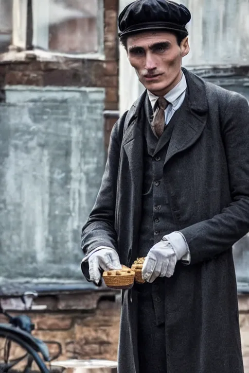 Image similar to thomas shelby selling ice cream