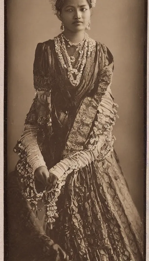 Image similar to vintage_portrait_photo_of_a_beautiful_beautifully_lit_nepalese_Victorian woman