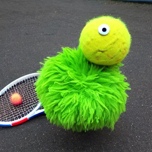 Image similar to tennis ball monster muppet, jim henson