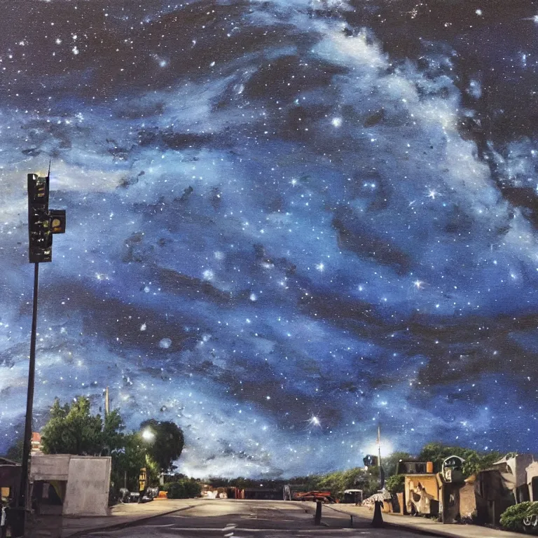 Image similar to Street-art painting of the Milky Way, photorealism