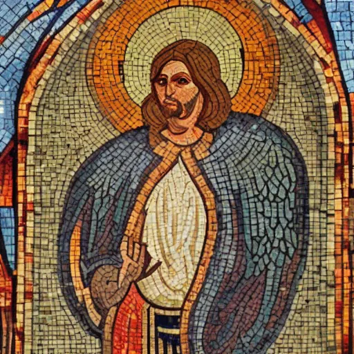 Image similar to cathedral mosaic art depicting the angel azrael