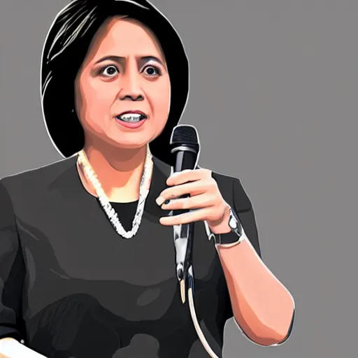 Image similar to digital art of leni robredo in a public speaking, drawn by derpixon,