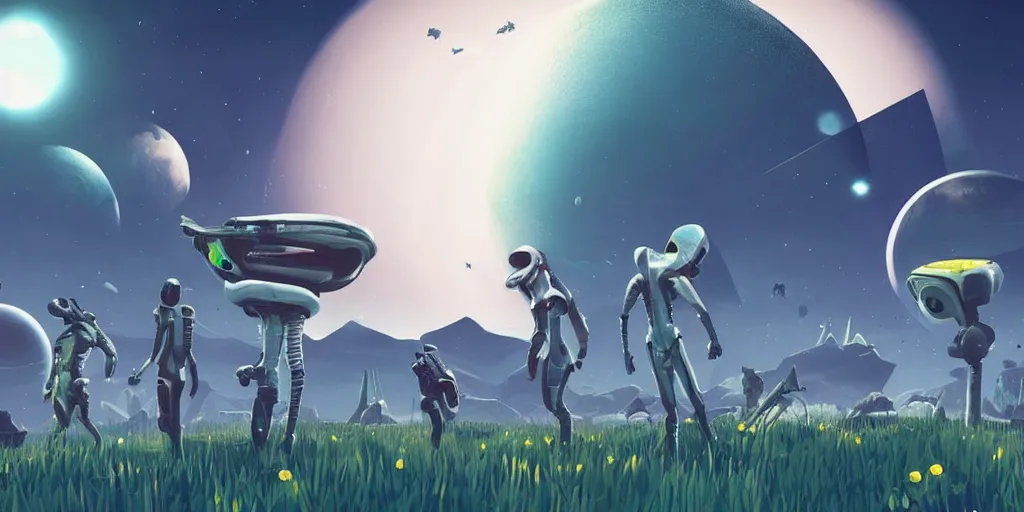 Prompt: no mans sky concept art of alien race, cute, adorable