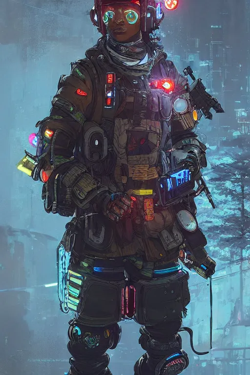 Image similar to soldier from apex legends, cyberpunk futuristic neon. reflective puffy coat, decorated with traditional japanese ornaments by ismail inceoglu dragan bibin hans thoma greg rutkowski alexandros pyromallis nekro rene maritte illustrated, perfect face, fine details, realistic shaded, fine - face, pretty face