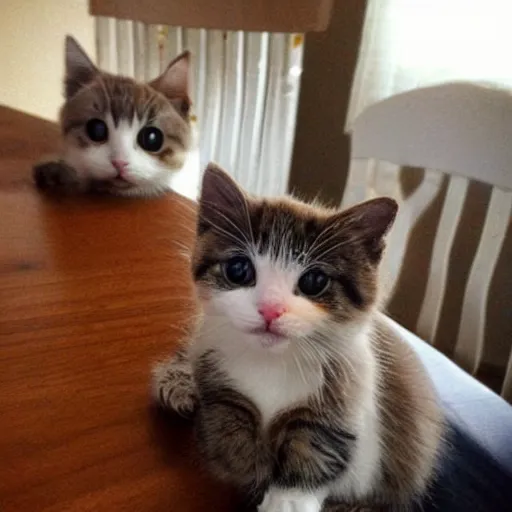 Image similar to cute cats around a table