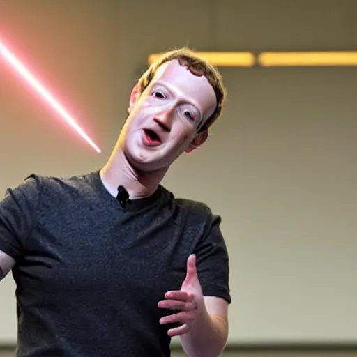 Prompt: mark zuckerberg shooting lasers out of his eyes