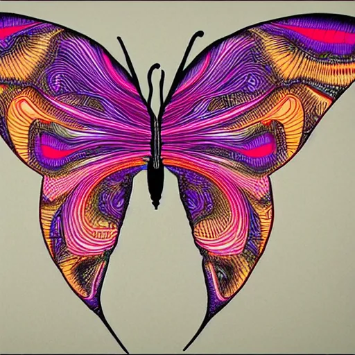 Prompt: the lorenz attractor plot drawn as a butterfly, highly detailed, complicated, tattoo