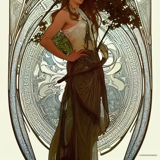 Prompt: amazing lifelike award winning pencil illustration of alphonse mucha trending artgerm greg rutkowski alphonse mucha cinematic