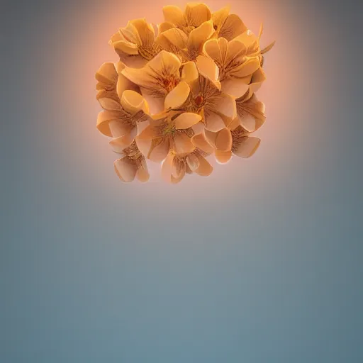 Image similar to Luminescent flower blooming at twilight, realism, photorealism, f 3.5, photography, octane render, highly detailed, vray, volumetric lighting, unreal engine