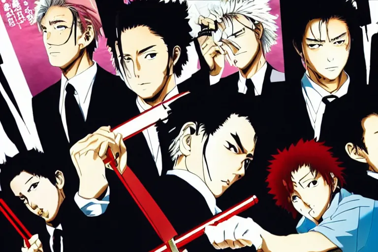 japanese anime remake of Reservoir Dogs, still capture, Stable Diffusion