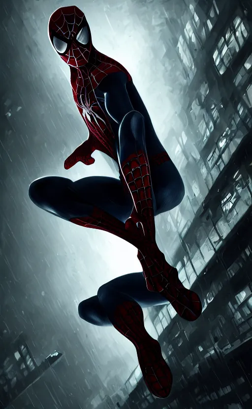 Image similar to spiderman noir, dynamic lighting, photorealistic fantasy concept art, trending on art station, stunning visuals, creative, cinematic, ultra detailed