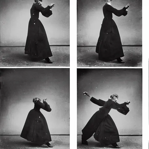 Image similar to eadweard muybridge series of photographs of a person dabbing