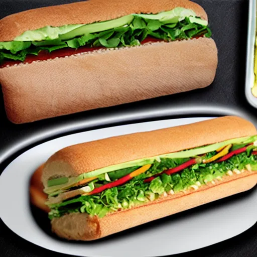 Prompt: subway sandwich but it's really long and thick