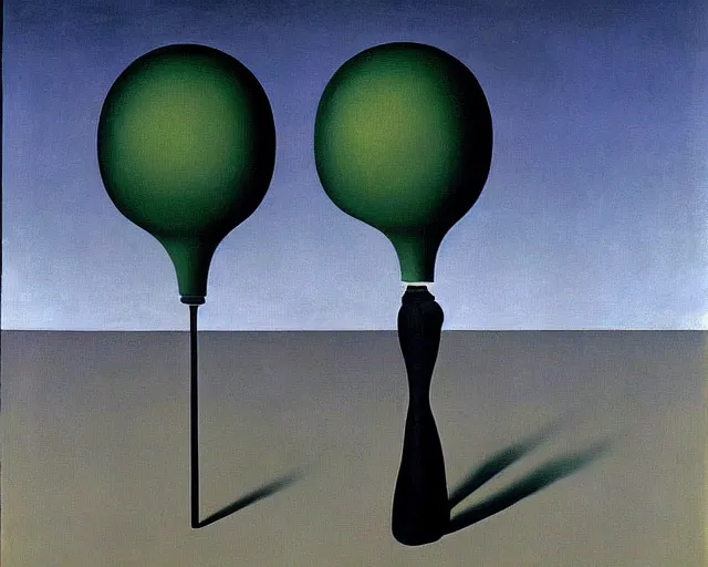 Image similar to Terrifying, disturbing painting by Magritte