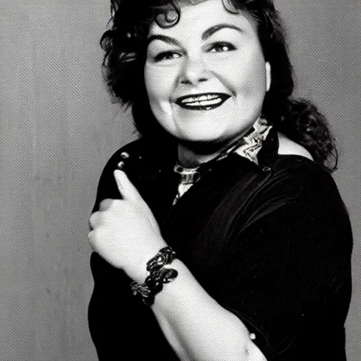 Prompt: roseanne barr yearbook photo, 1 9 7 6