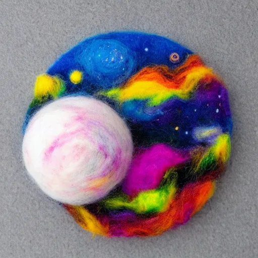 Prompt: Liminal space in outer space, needlefelt