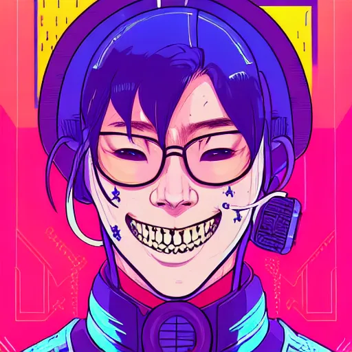 Image similar to portrait painting of cyberpunk chuu kpop cheerful smiling mercenary, sharp focus, award - winning, trending on artstation, masterpiece, highly detailed, intricate. art by josan gonzales and moebius and deathburger