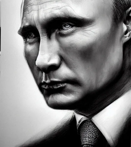 Image similar to vladimir putin, beautiful piercing eyes, realistic face, black and white drawing, in the style of greg rutkowski, fantasy, amazing detail, epic, intricate, elegant, smooth, sharp focus