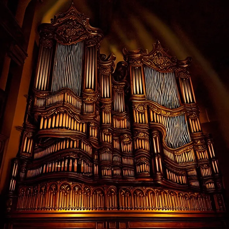 Image similar to epic professional digital art of a pipe organ, atmospheric lighting, painted, intricate, detailed, foreboding, by leesha hannigan, wayne haag, reyna rochin, ignacio fernandez rios, mark ryden, iris van herpen,, epic, stunning, gorgeous, much wow, cinematic, masterpiece.