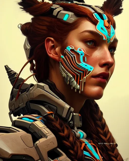 Image similar to symmetry!! portrait of a machine from horizon zero dawn, machine face, intricate, elegant, highly detailed, digital painting, artstation, concept art, smooth, sharp focus, illustration, art by artgerm and greg rutkowski and alphonse mucha, 8 k