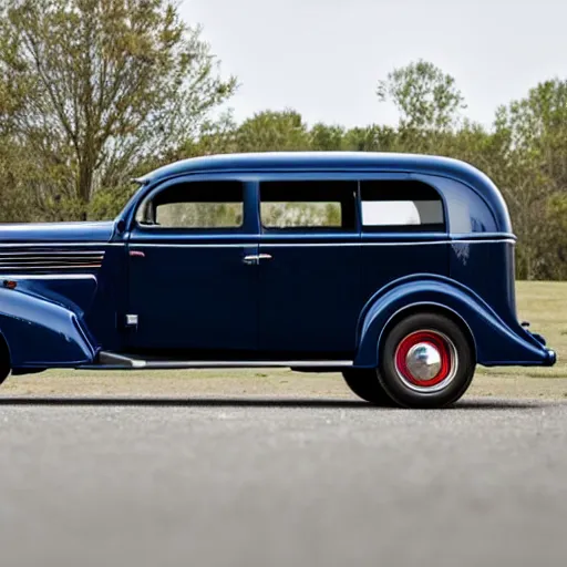 Prompt: dark blue 1 9 3 6 chrysler airstream