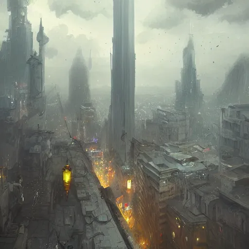 Prompt: A city suspended in the clouds , Greg rutkowski, Trending artstation, cinematográfica, digital Art