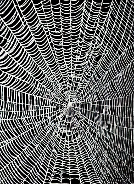 Prompt: black and white spider web