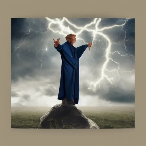 Image similar to Wizard casting a storm spell, photorealistic