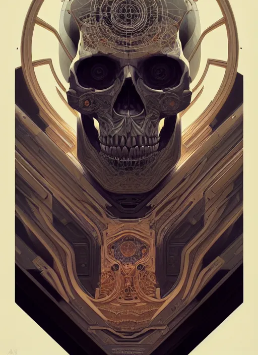 Image similar to symmetry!! portrait of skull, sci - fi, intricate, elegant, highly detailed, digital painting, artstation, concept art, smooth, sharp focus, illustration, art by artgerm and greg rutkowski and alphonse mucha, 8 k