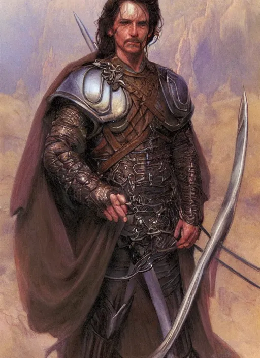 Image similar to a hyperrealistic and detailed paintbrush portrait of a male fantasy character, art by donato giancola and bayard wu and gustav moreau and wayne barlowe, rpg portrait, lotr