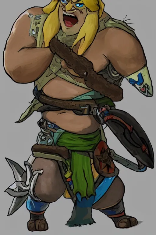 Image similar to an in game portrait of stink the weakling from the legend of zelda breath of the wild, breath of the wild art style.