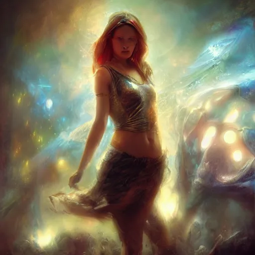 Image similar to dream time in another reality by raymond swanland, highly detailed, bright tones