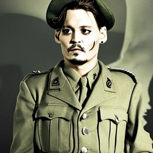 Prompt: johnny depp as a soldier in world war 2, award winning war photo