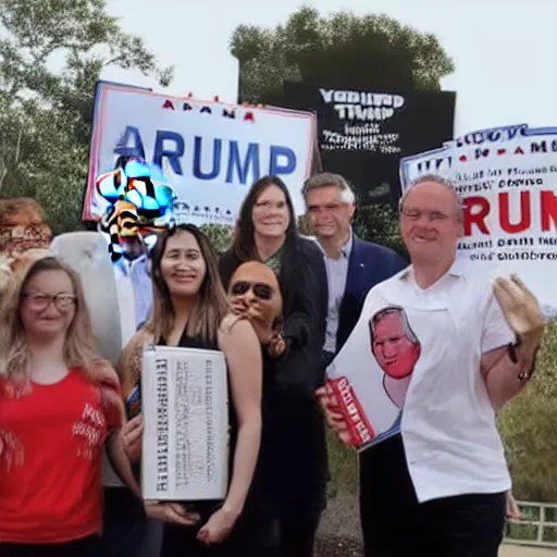 Image similar to anti - vaxxers pose with donald trump, the dictionary, the zoo