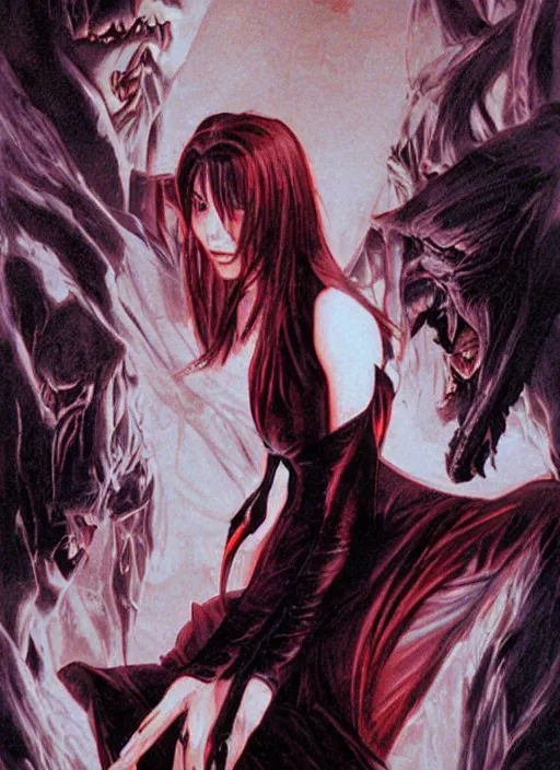 Image similar to poster art of vampire by yumihiko amano