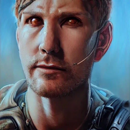 Prompt: realistic portrait painting w. ith hysterical bts member as mad max, made by michelangelo, physical painting, sharp focus, digital art, bright colors, fine art, trending on artstation, unreal engine.