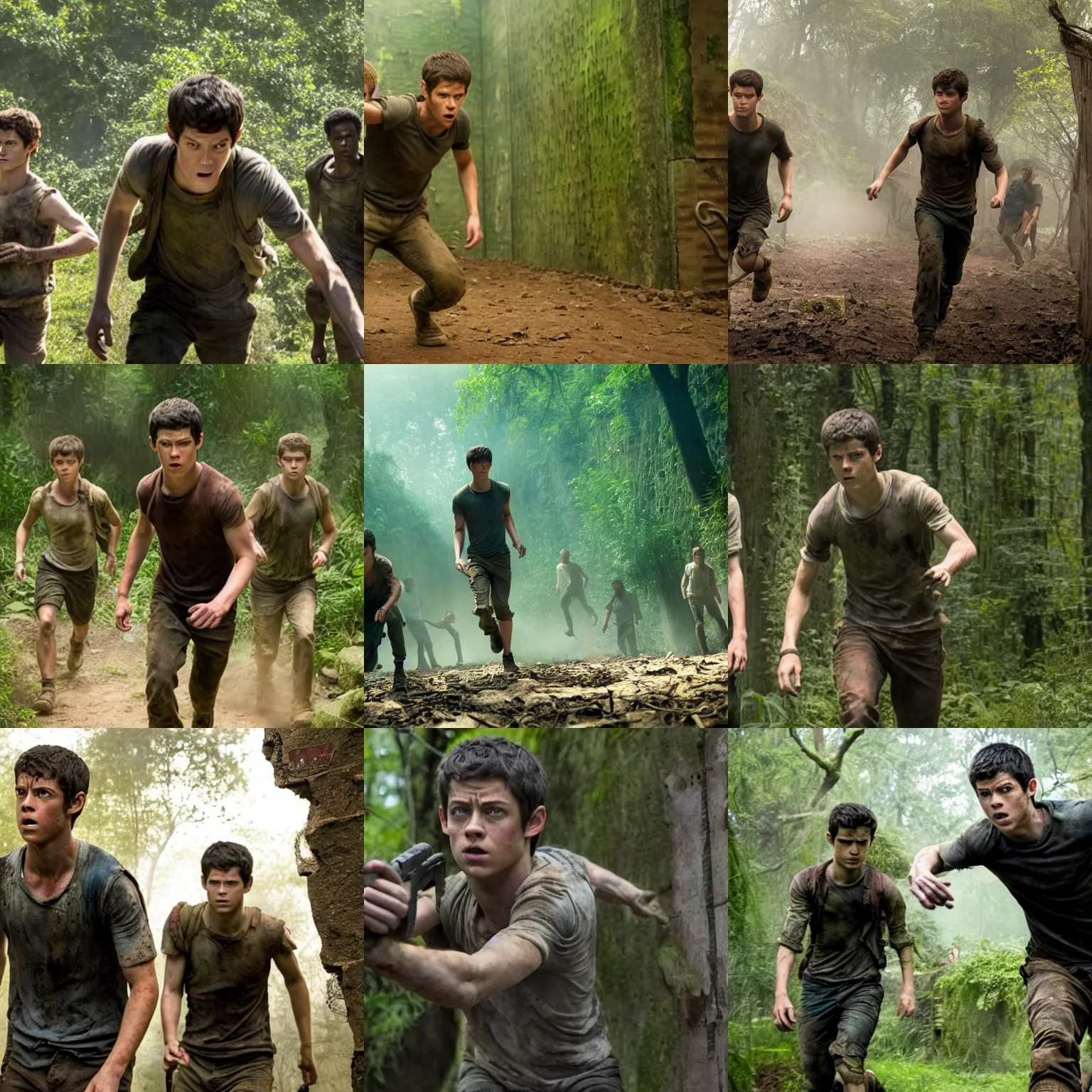 Prompt: a film still from the maze runner ( 2 0 1 4 )