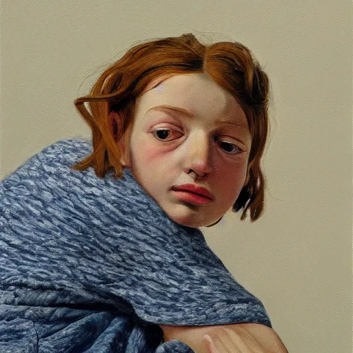 Image similar to high quality high detail painting by lucian freud, hd, girl portrait, photorealistic lighting